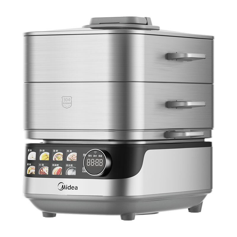 美的MZ-ZGS352302蒸魔方电蒸锅家用三层大容量不锈钢0塑0涂层