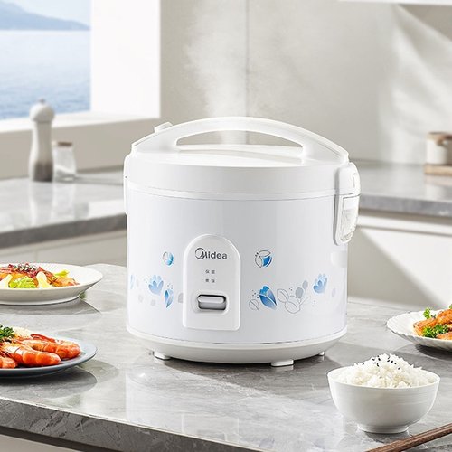 美的MB-AJ509蓝铃花系列上蒸下煮简易开关设置650功率电饭煲合金