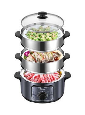 美的电蒸锅MZ-ZG26Easy401不锈钢三层大容量电蒸笼电蒸锅机械式