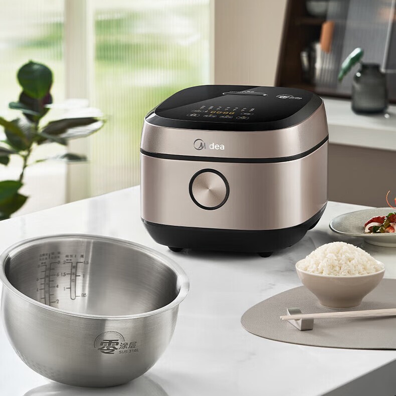 美的(Midea)电磁加热0涂层4L不锈钢内胆3-8个人电饭锅保温
