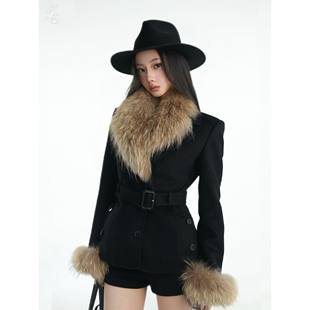 围脖式 轻奢羊毛&羊绒 貉子毛领外套 vtg古着品 限量Dailyshero