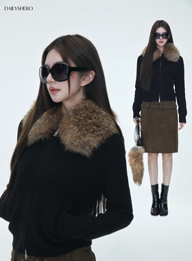 Dailyshero*25AW自带腔调！100%羊毛&“可拆卸”貉子毛领毛织外套