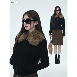 Dailyshero*25AW自带腔调!100%羊毛&“可拆卸”貉子毛领毛织外套