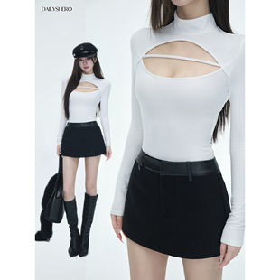 Dailyshero*vibe长腿比例——秋冬羊毛品!皮质腰头修身短裙裤