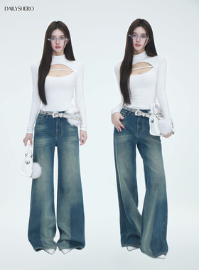 Dailyshero*都市model品——特染工艺！blues做旧蓝调直筒牛仔裤