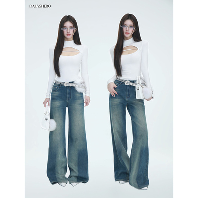 Dailyshero*都市model品——特染工艺！blues做旧蓝调直筒牛仔裤