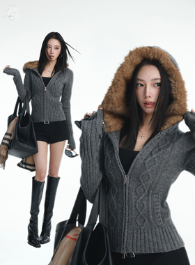 限量Dailyshero*绵羊毛版！90s千禧绞花连帽毛织外套