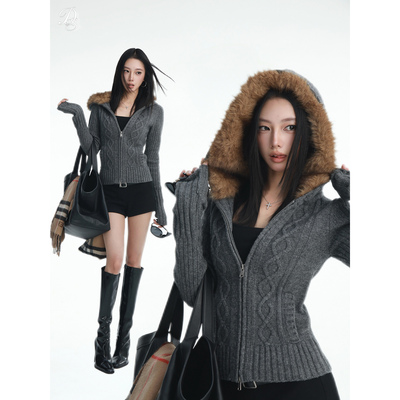 限量Dailyshero*绵羊毛版！90s千禧绞花连帽毛织外套