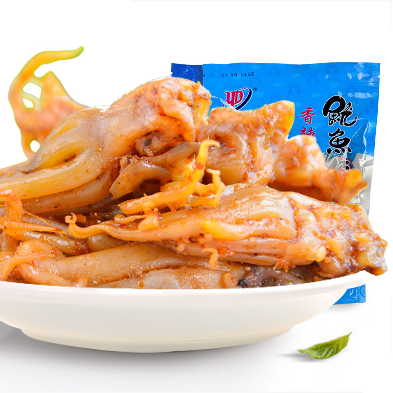 裕达香辣鱿鱼须225g舟山特产海鲜零食原味鱿鱼头鱿鱼足