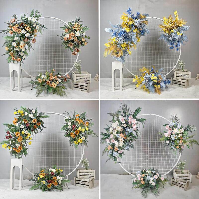 森系婚庆道具铁艺网格屏风圆环婚礼现场布置拱门舞台背景装饰摆件