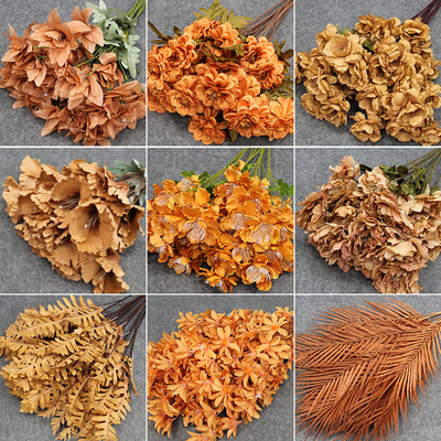 秋色婚礼咖色系仿真花焦糖色花材