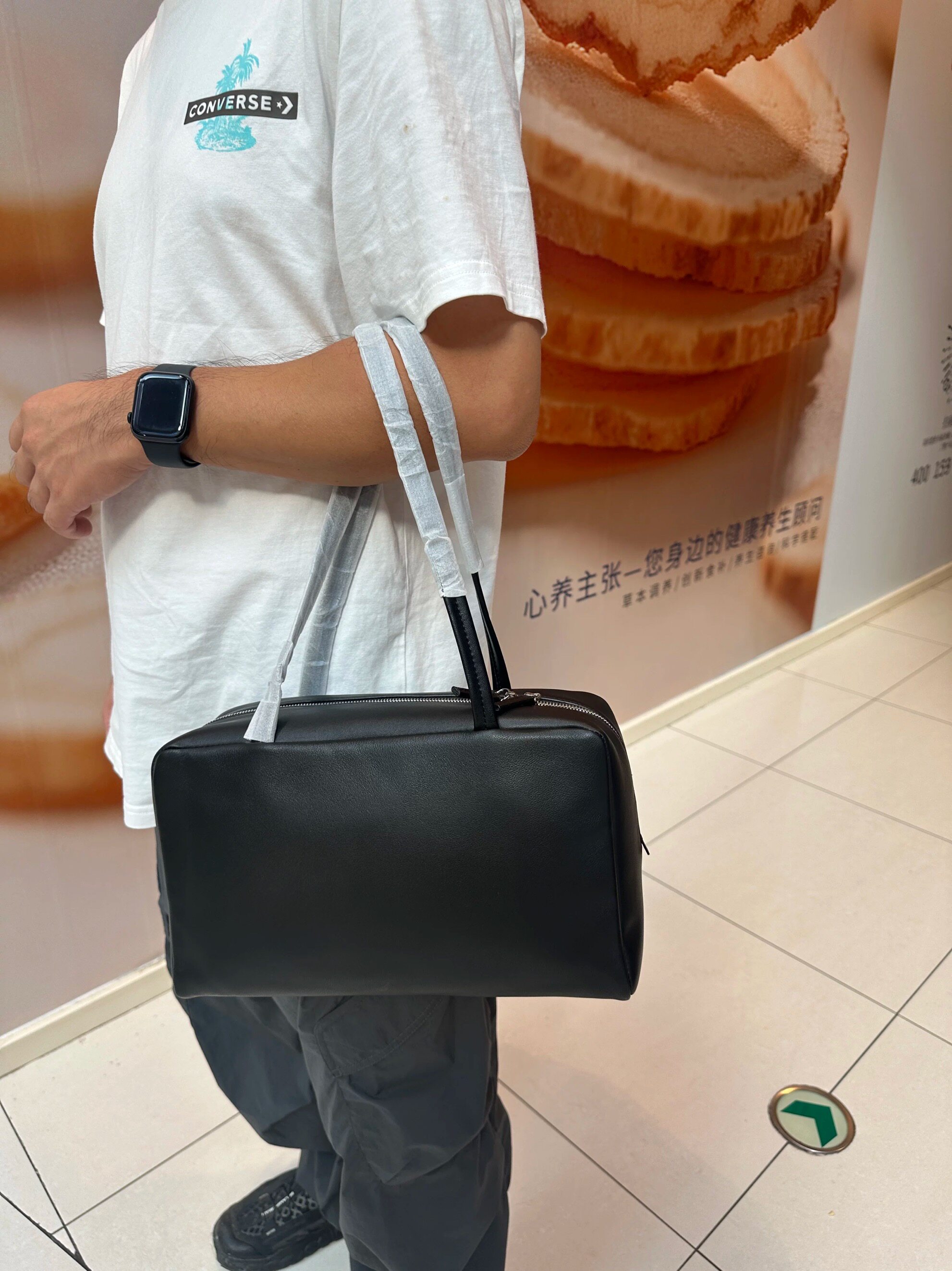 客定 进口小羊皮 保龄球包真皮小众设计单肩腋下手提通勤女包百搭