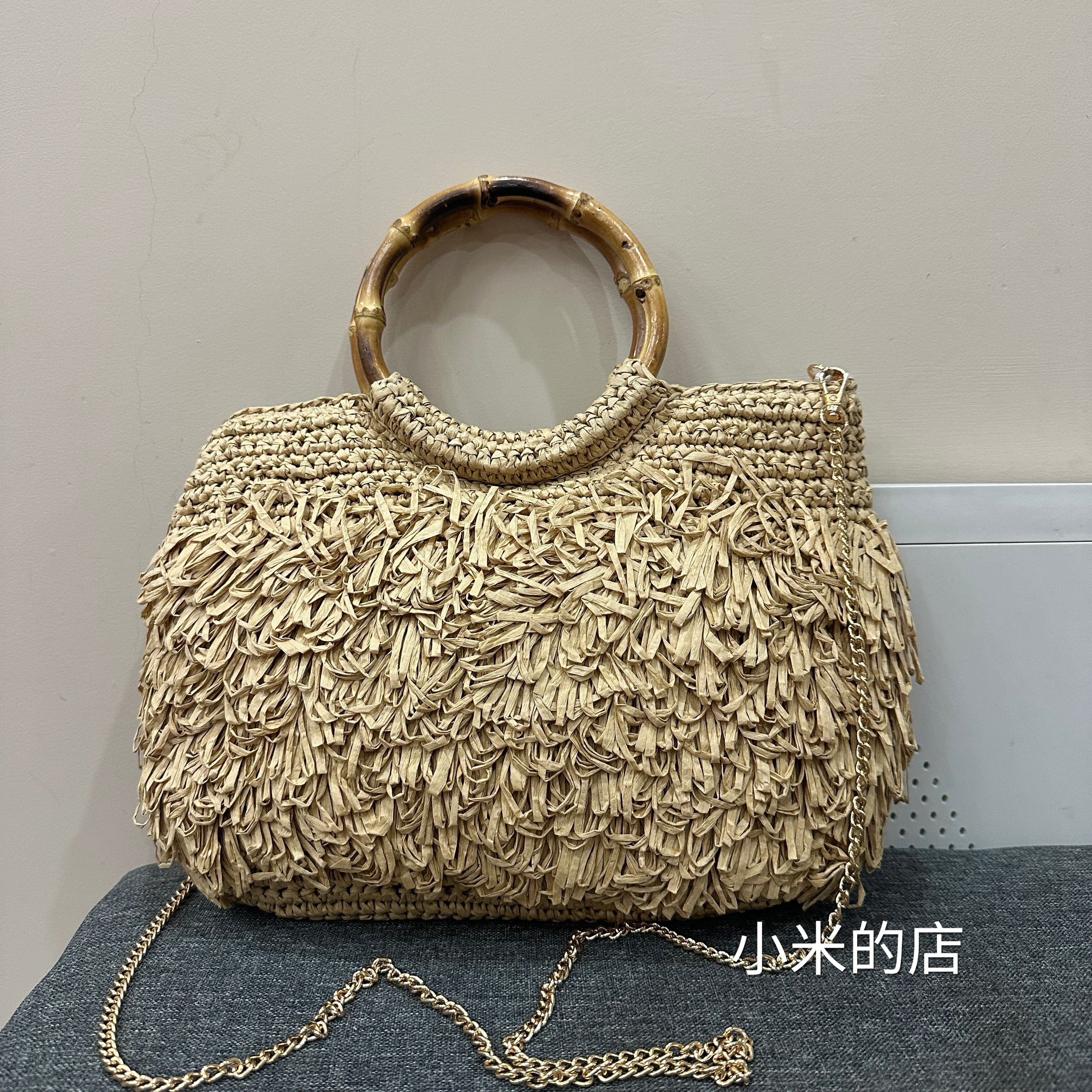 西班牙品牌 百搭草编包竹编手提ins编织包夏手提包纸草手编沙滩包
