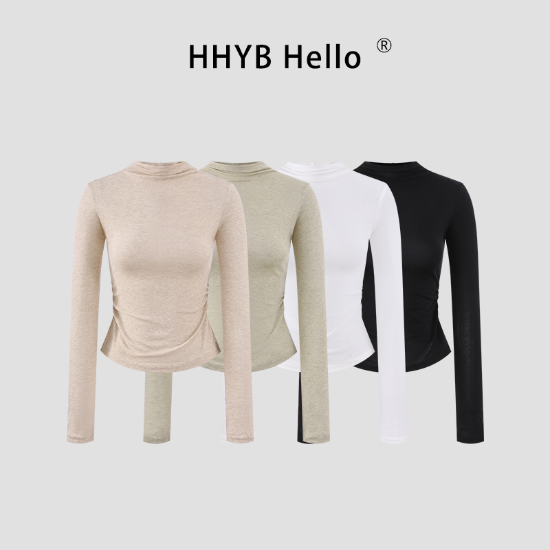 HHYB别来无恙 简约百搭针织打底衫内搭长袖T恤修身显瘦上衣250943