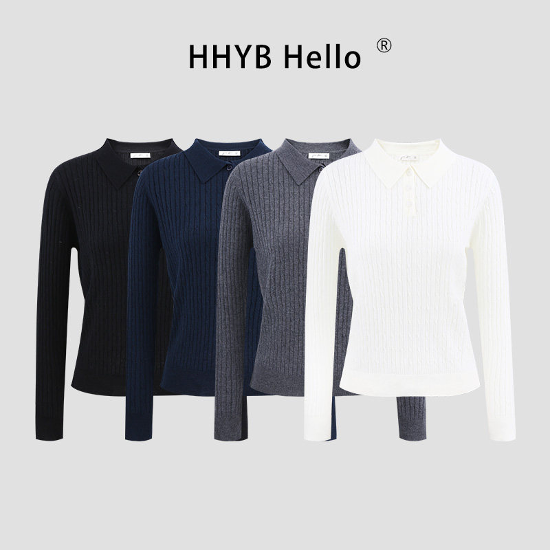 HHYB别来无恙 新款女士套头复古绞花polo领羊毛麻花针织衫女M1675,女装/女士精品,毛针织衫,淘宝优惠券,粉丝福利购,淘宝优惠卷