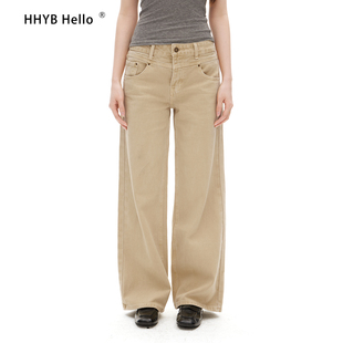 HHYB别来无恙 秋冬新款中低腰定染直筒窄版阔腿裤牛仔裤女H50036