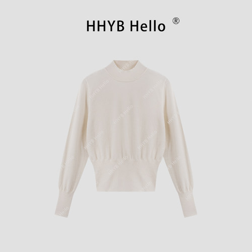 HHYB别来无恙 半高领长袖套头毛衣针织衫新款慵懒设计感上衣M951