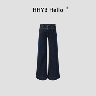 HHYB别来无恙 2025超低腰修身显瘦微弹窄版原牛阔脚牛仔裤Q254313
