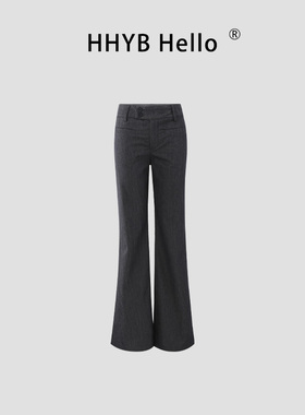 HHYB别来无恙 2026新款中腰修身显瘦微喇阔腿休闲西装裤女Q264052