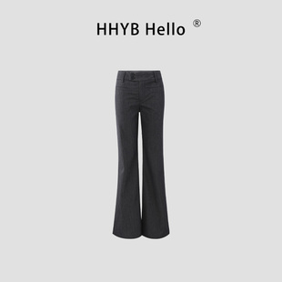 HHYB别来无恙 2026新款中腰修身显瘦微喇阔腿休闲西装裤女Q264052