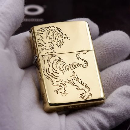 美国原装正品ZIPPO防风打火机204b/168盔甲纯铜简约虎虎虎生威