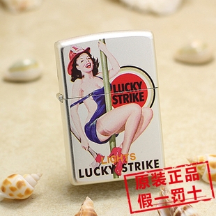 正品ZIPPO芝宝防风打火机 镀银彩印 好彩女郎蓝衣多款 水晶盒包装