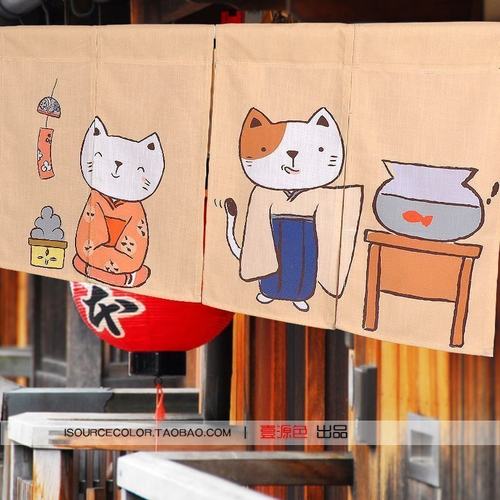 小喵遮挡布帘定制招财猫隔断帘