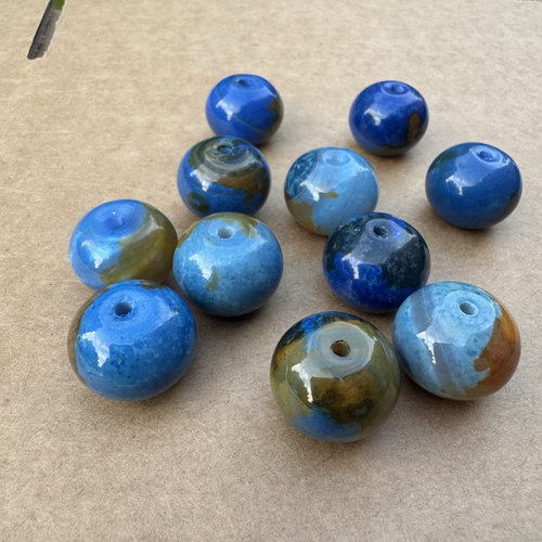 20*16mm地球色玛瑙大盘珠多宝手串手链散珠单珠配珠配件 可过检