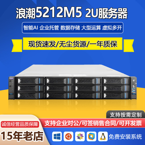 浪潮SA5212M5服务器12个U2盘位2U双路云计算AI深度学习GPU存储
