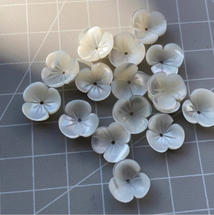 12mm10mm天然贝壳三瓣碗花手工diy发簪胸针耳钉配件材料 清仓特价