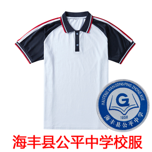 海丰县公平中学校服 新款红条夏季校服外套长裤男女通用