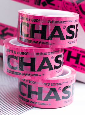 CHASE创意彩色透明胶带 手账行李箱装饰贴纸 打包纸封箱胶纸50米
