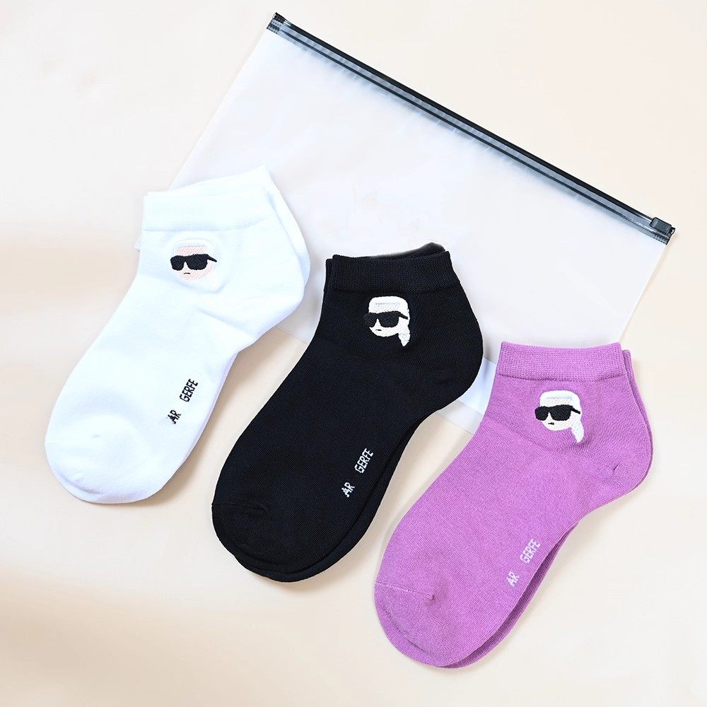 美系K尔  男女同款刺绣色织字母短袜船袜隐形袜