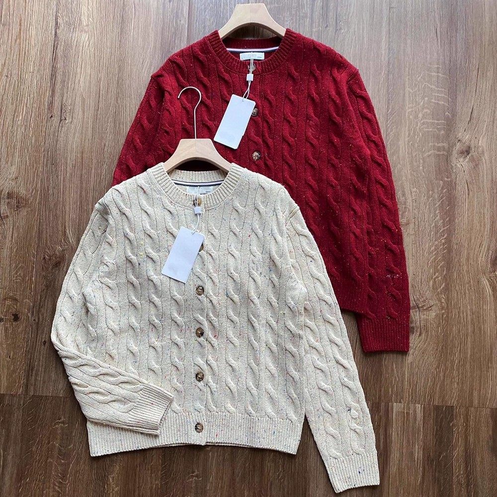 女士春秋彩点绞花针织开衫 女百搭开衫毛衣