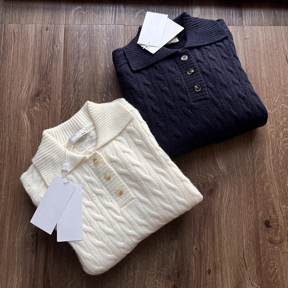 女士翻领绞花毛衫 女士百搭款款针织衫