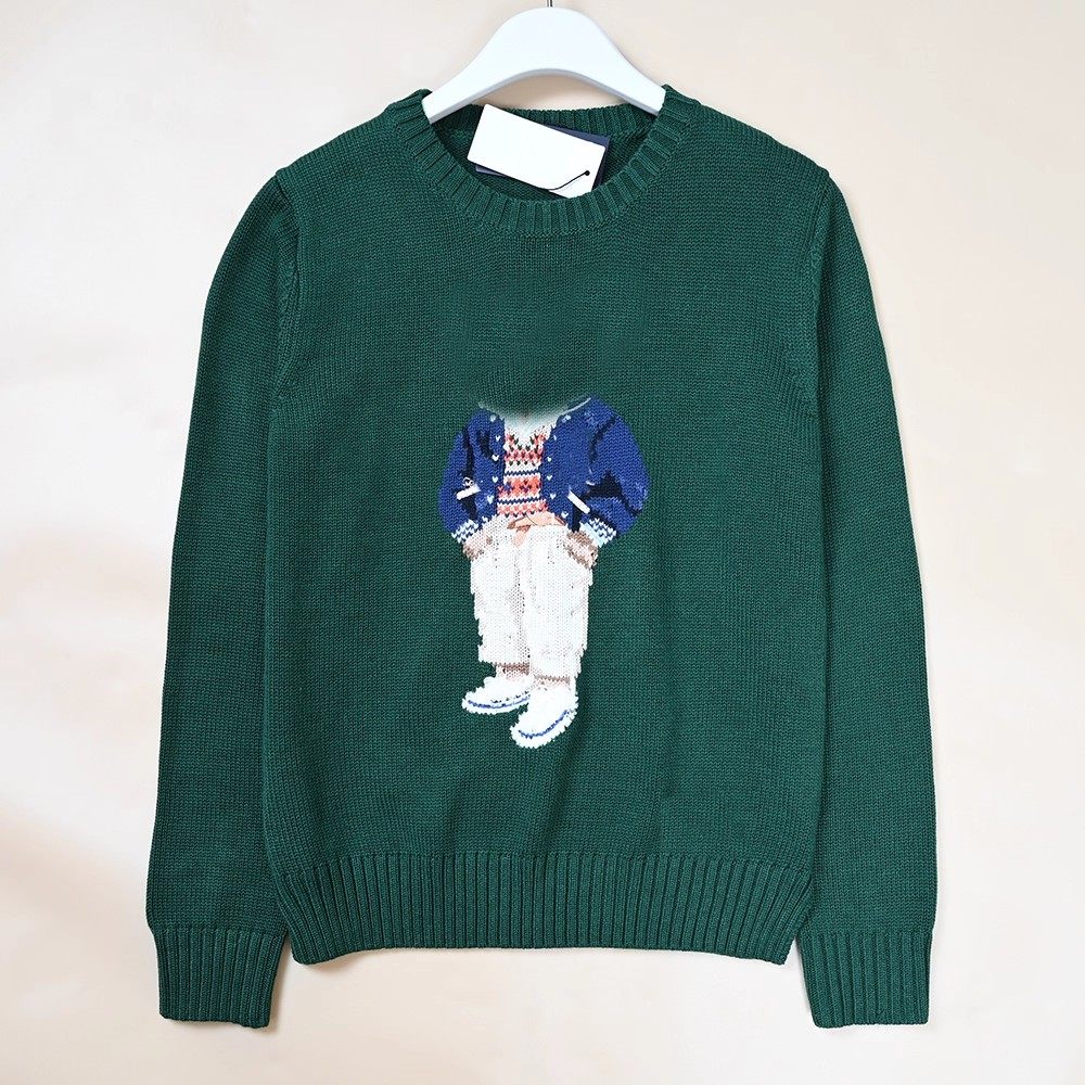 美国单  女士卡通图案羊毛混纺圆领长袖针织毛衣