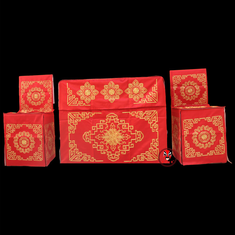 戏曲演出婺剧豫剧戏剧用品舞台搭配道具婚庆桌布大红大缎桌椅披