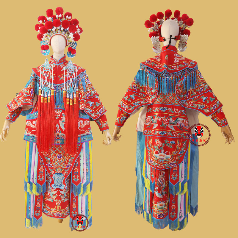 戏曲服装武旦刀马旦绉勾五彩女靠
