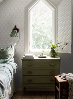 Hanna Wendelbo-Hansson 瑞典进口 菱形格 卧室书房满铺高端壁纸