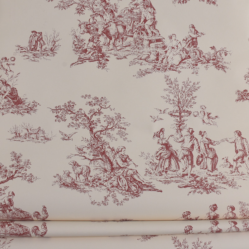 现货  复古美式人物书房背景墙 两色入 卧室客厅玄关环保纯纸墙纸