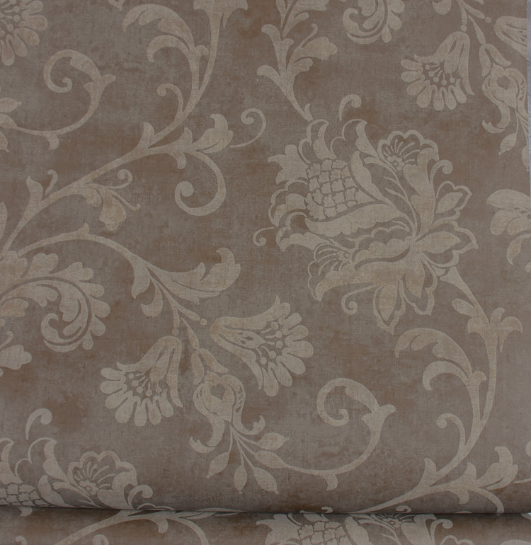 美国进口纯纸墙纸wallquest 美式复古暗花莨苕叶卧室满铺壁纸