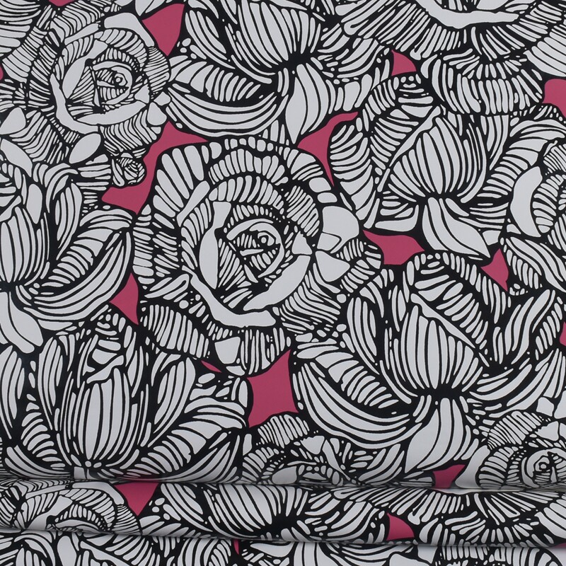 现货 英国原装进口壁纸 美式线条玫瑰 艺术涂鸦 背景墙 环保纯纸