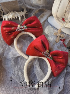 丝绒圣诞 红色大号蝴蝶结发箍冬氛围感ins博主旅行圣诞节红色日常
