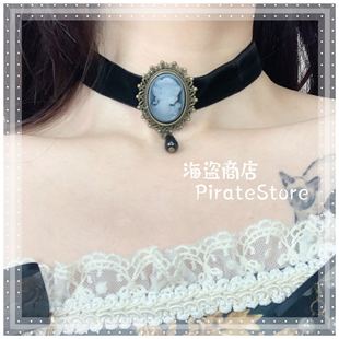 复古cla头像choker 优雅植绒项链颈饰Lolita帝政气质法式百搭黑色