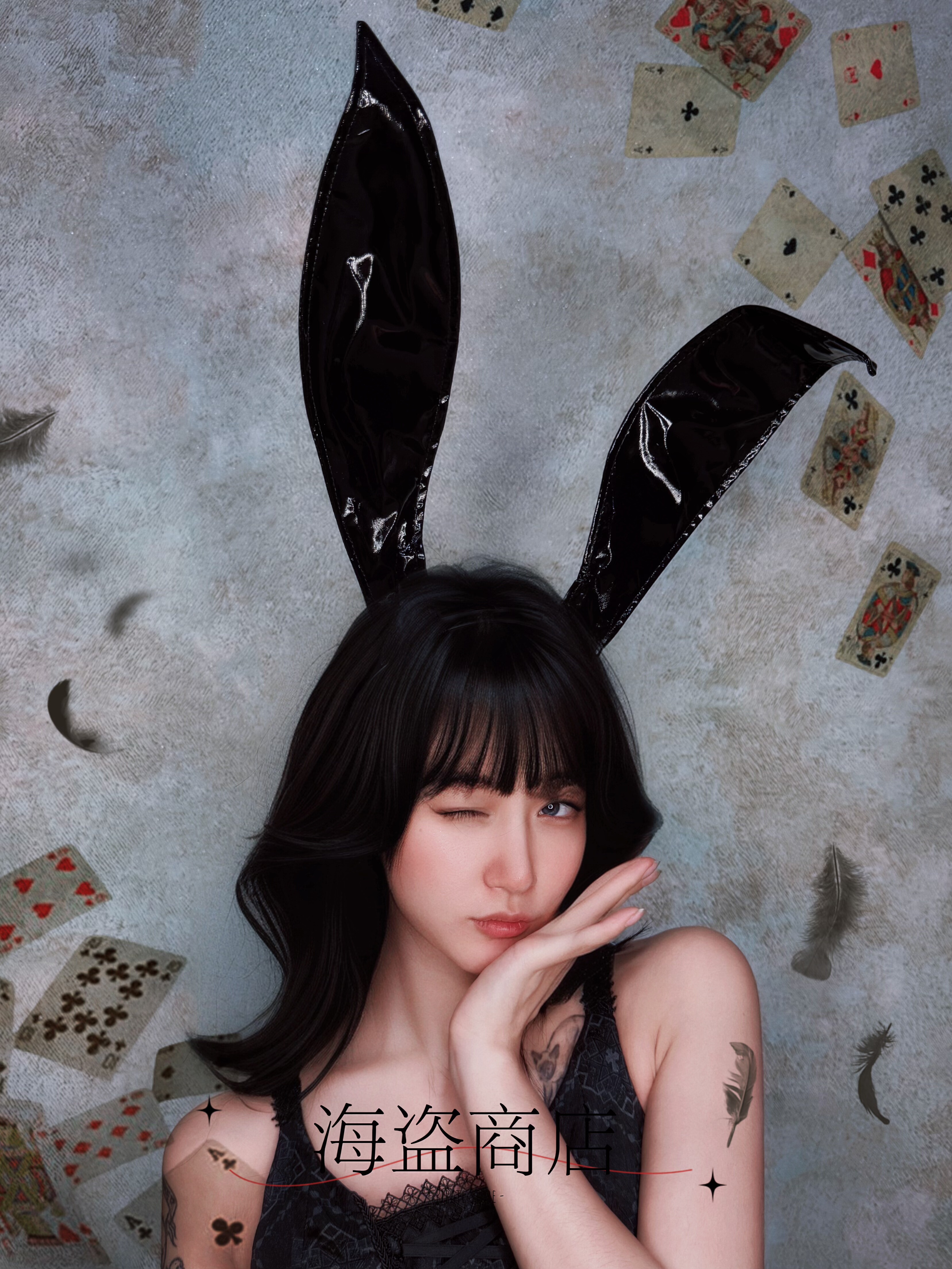 邦尼~皮质兔女郎超长兔耳发箍辣妹cos纯欲变装性感网红暗黑怪盗酷