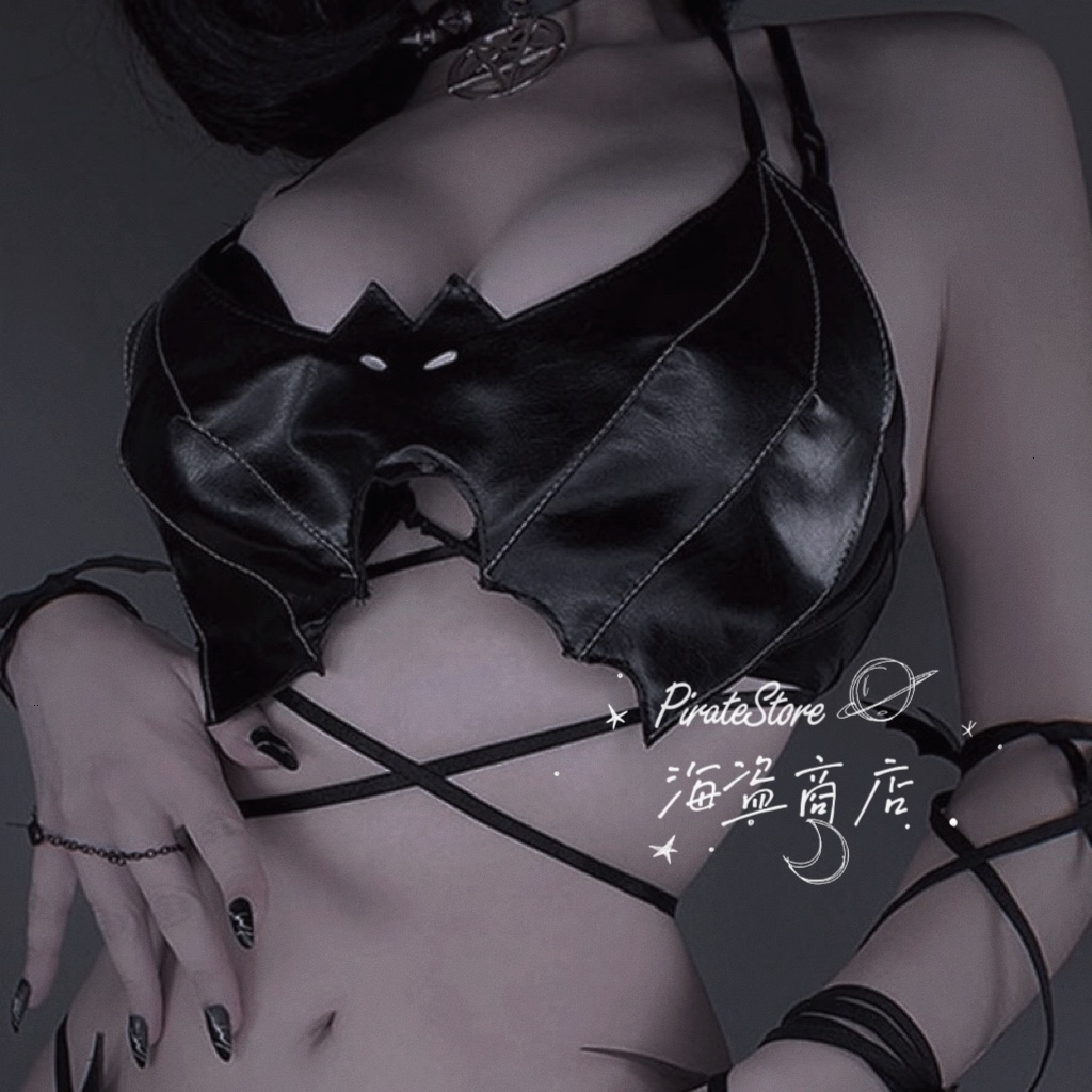 暗黑挂脖大露背小背心