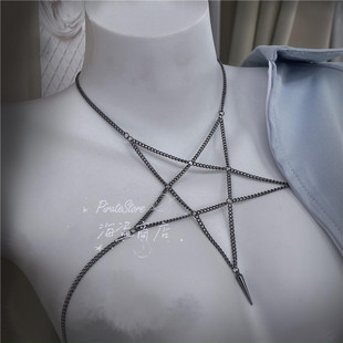 来自撒旦 暗黑倒五角星项链 朋克颈饰哥特胸链Lolita音乐节性感潮