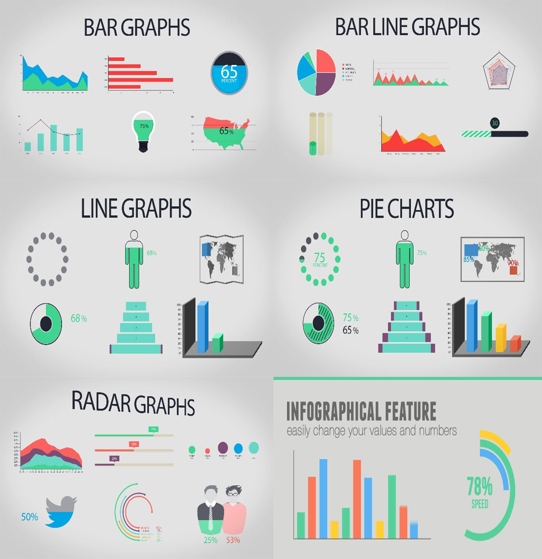 AE模板 100组信息图形动画工程包公司数据统计企业报表演示视频