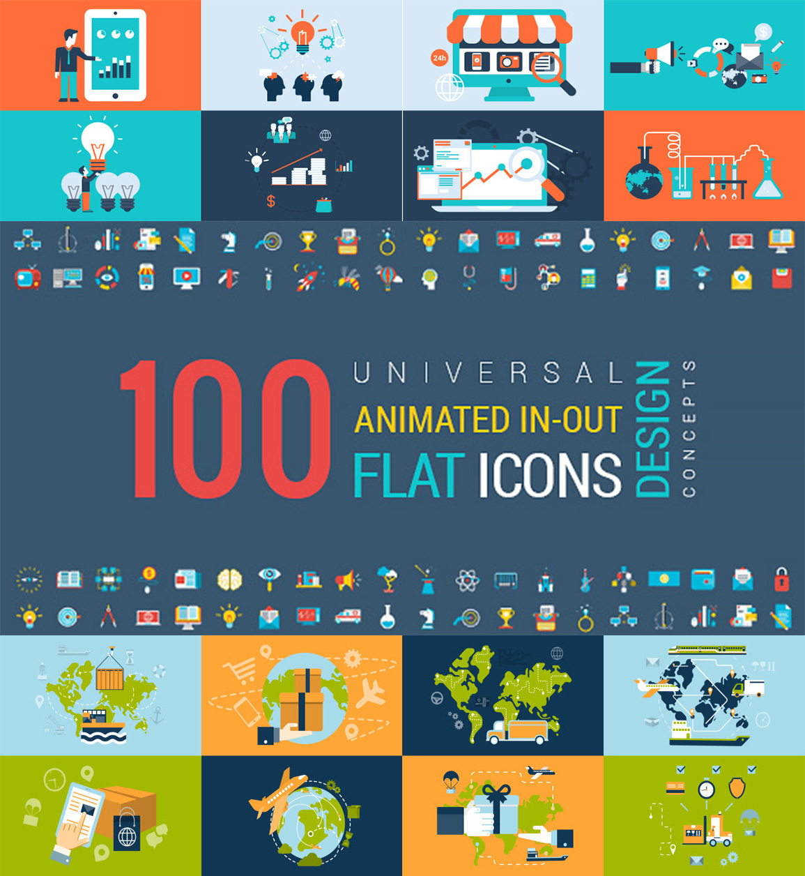 AE模板 公司企业各种场合市场营销电商技术演示概念图标动画包装