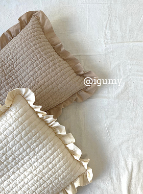 igumy韩国进口纯棉枕头百支绗缝水洗棉花边枕头儿童防撞枕婴儿ins